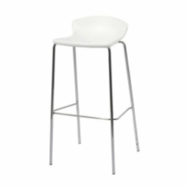 8682 Taburete Easy en Cromado y Blanco