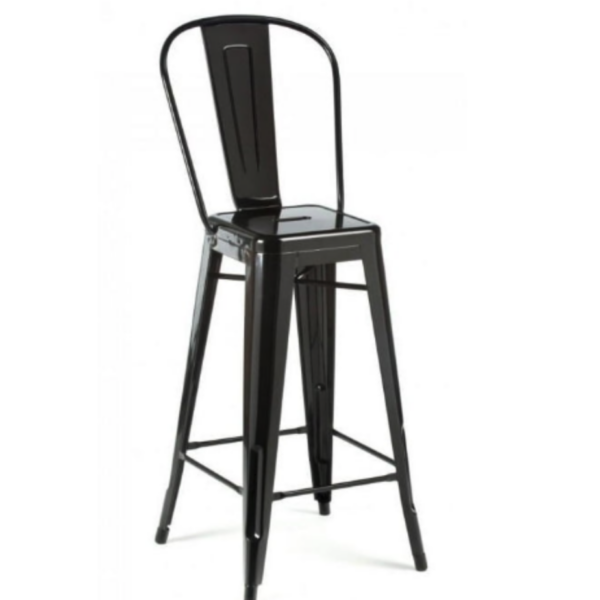 8837 TABURETE INDUSTRIAL NEGRO CON RESPALDO
